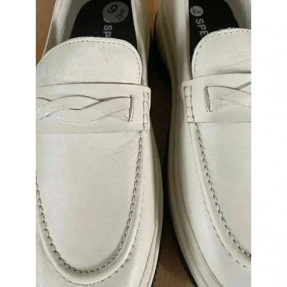 New Sperry Highland White Leather Upper Penny Loafer Platform Academia Preppy9.5 - Picture 4 of 15